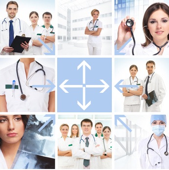 Collage aus Ärztinnen, Ärzten und Pflegekräften